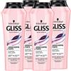 Schwarzkopf 4x Schwarzkopf Gliss Hair Repair Addio Doppie Punte Shampoo Sigillante per Capelli Spezzati e Danneggiati Azione Uniformante e Riparatrice - 4 Flaconi da 250ml