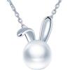 Yumilok Collana da donna in argento Sterling 925, con perle, coniglio con ciondolo, per donna, San Valentino