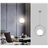 Millelucciole Lampadario sospensione cerchio argento lucido 35cm con sfera E27 pendente moderno led minimal (Argento)