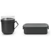 Brabantia - Make & Take Lunch Set, 2 Pezzi: Contenitore Colazione + Lunch Box M - Spazio per Panini - Adatto per Congelatore - Adatto per Lavastoviglie & nel Microonde - Dark Grey
