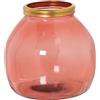 DRW Vaso video riciclato in rosa con filo dorato 21x20cm, bocca 10cm
