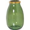 DRW Vaso video riciclato in verde con filo dorato 18x28cm, bocca 9 cm