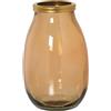 DRW Vaso video riciclato in marrone con filo dorato 18x28cm, bocca 9cm