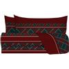 zer0bed, Set Lenzuolo Letto Matrimoniale Tartan, Completo Letto Due Piazze, MADE IN ITALY, 100% Cotone, Bordeaux Verde, Lenzuolo Sopra, Lenzuolo con Angoli, Coppia Federe