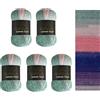 Wollbiene Summer Touch Batik, 5 gomitoli di lana da 100 grammi, multicolore con gradiente, 500 g di lana mercerizzata in microfibra acrilica (511 rosa menta) blu)