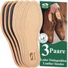SULPO - 3 paia di solette in vera pelle, inserti in carbone attivo, assorbono gli odori, anti-sudore, traspiranti