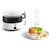 Krups Ovomat EG230115 - Bollitore per uova, fino a 7 uova, funzione di cottura e mantenimento in caldo, con misurino d'acqua con tagliuova, segnale acustico, colore: Bianco/Nero