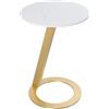 DRW Tavolino Rotondo in Marmo e Metallo Oro 40x58cm, Bianco e Dorato