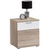 FMD furniture Comodino in truciolato, rovere NB/bianco, ca. 45 x 53 x 38 cm