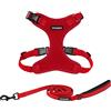 Best Pet Supplies Voyager - Set combinato di pettorina e guinzaglio riflettente per cani con manico in neoprene, lunghezza 1,8 m, supporta cuccioli/gatti di razza piccola, media e grande, rosso (con