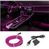 CGEAMDY Striscia LED per Auto Al Neon, Illuminazione Ambiente Kit Decorazioni Auto Accessori Interni, Neon Wire 500CM Con Protezione Fusibile per Auto, Filo Elettroluminescente (Viola)