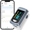 HealthTree Pulsossimetro Bluetooth da dito, monitor della saturazione di ossigeno nel sangue e monitor della frequenza cardiaca per Apple e Android, con schermo OLED incluso, 2 batterie AAA e cordino