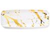 Decor Decorline Decorline - Vassoio da Portata - Set di 4 - Robusti Piatti da Portata in Plastica Riutilizzabili un aspetto Marmor, Vassoio Decorativo e Elegante, buffet delle feste - Ovale 16x45cm - Bianco/Oro