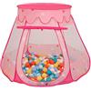 Selonis Tenda 105X90cm/200 Palline Castello Con Palline Colorate Per Bambini, Rosa:Bianco/Giallo/Arancione/Azzurro/Turchese