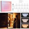 Akynite Luci da Specchio Hollywood 14 Lampadine con Adattatore, Cavo USB Regolabile, 3 Colori e 10 Intensità, Luci Make Up da Specchio Trucco Adesive, Kit Luci LED Specchio Camera da Letto