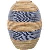 DRW Vaso di terra di erba di mare in naturale e blu 30x42cm