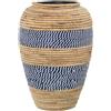 DRW Vaso di terra di erba di mare in naturale e blu 31x47cm