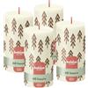 Bolsius Candele rustiche Silhouette - avorio con stampa - 4 pezzi - 9,5 x 9,5 cm - candela domestica - cera vegana - senza olio di palma - decorazione natalizia - Avvento - Natale decorazioni casa