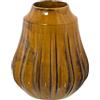 DRW Vaso da tavolo in ceramica in giallo reattivo lucido 21x24cm, bocca 8,5 cm