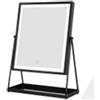 DRW Specchio da bagno regolabile con illuminazione LED variabile in metallo nero 28,5x38cm