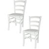 t m c s Tommychairs - Set 2 sedie modello Venezia per cucina bar e sala da pranzo, robusta struttura e seduta in Legno di faggio laccato bianco e seduta imbottita e rivestita in finta pelle color bianco