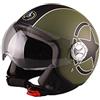 AL Helmets CASCO DEMI-JET AL HELMETS MOD. 101 COLORE STAR VERDE-NERO OPACO MISURA M