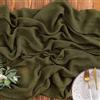 AOKSUNOVA Runner da Tavola in Mussola Verde Oliva 300 x 80 cm | Garza plissettata in poliestere con bordi rifiniti, stile rustico ed elegante, adatta per matrimoni, feste e decorazioni