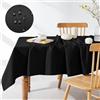 Deconovo Tovaglia Impermeabile Rettangolare, Copritavolo Elegante Tinta Unita 1 Pezzo, 130x130 CM, Nero
