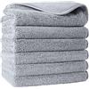 Polyte - asciugamano viso premium in microfibra anti-pelucchi - grigio - 33 x 33 cm - set 6 pezzi
