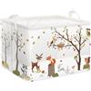 Clastyle Ceste Biancheria Bambini Animale Foresta Cestino Giocattoli Vestiti Ramo per Ragazzo Ragazza Cestino Portaoggetti per Bagno Cameretta Bucato, Cervo Volpe Procione, 40x30x30 cm