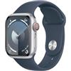 Apple Smartwatch Apple Watch Series 9 GPS + Cellular 41mm Cassa in alluminio argento con cinturino sportivo M/L Blu tempesta [MRHW3QL/A]