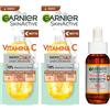 Garnier Skin Active Vitamina C Siero Viso Uniformante per la Notte Effetto Anti-Macchie con Acido Ialuronico per Pelli Spente e Stanche - 2 Flaconi da 30ml