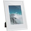 SONGMICS Cornice Foto, Portafoto con Supporto, per foto da 21 x 29,7 cm (Senza Tappeto) e 15,2 x 20,3 cm (Con Tappeto), Fronte in Vetro, Bianco RPF011W01