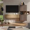 DEGHI Parete attrezzata 220x29x128h cm color bronzo e rovere cadiz - Clary