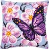 Vervaco Kit Cuscino Punto Croce Farfalla Viola Set Ricamo Principianti Cuscini Gobelin Decorativi Accessori per Lavoretti Creativi DIY Casa Decor Hobby Adulti Cross Stitch ca. 40 x 40 cm