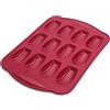 Backhaus Stampo Madeleines 12 Cavità in Silicone Platino con Struttura Rinforzata in Acciaio, Antiaderente, LFGB, Manici, Forno e Lavastoviglie, Senza BPA - Rosso