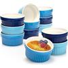 COM-FOUR® 12x Piatto soufflé - ciotola in ceramica per creme brulee - piatto a prova di forno - 270 ml ciascuno - in diverse tonalità di blu
