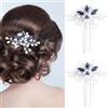 Xinlon Pettine per Capelli da Sposa in Cristallo, Fermagli Sposa per Capelli Corti, Fermaglio Capelli Sposa Cristalli per Damigelle e Ragazze per Capelli con, Spettacoli, Balli Studenteschi (Blu)