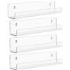 Dezzer Scaffali in Acrilico, 4 pezzi Scaffali Espositivi in Acrilico Trasparente, Scaffale a Parete per la Casa, Cucina, Soggiorno, Scaffale per Spezie Invisibile - 34,8x5,8x7,8 cm