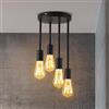 ANWIO Lampada a Sospensione, Lampadari Moderni con 4 Lampadine LED Attacco E27, Lampadari da Cucina Nero, Lampadario Sospensione per Camera da Letto,Soggiorno(Lampadine Escluse) EUC-EA