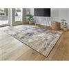 -LUXOR- living Tappeto da soggiorno Prima in design vintage, tappeto a pelo corto, stampa digitale, design intramontabile, colore grigio-giallo, 160 x 230 cm