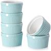 DOWAN Pirottini per Soufflé Set, 6 X 235ml Stampi a Prova di Forno per Crème Brulée, Muffin, Dolci e Pasticceria, Mini Ciotola di Porcellana per Forno, Salsa, Snack, Fruttoda, Ø 10cm-Blu