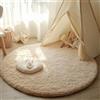 Tenekee Tappeto Rotondo Peloso Soggiorno Tappeti Soffici per Grandi Dimensioni Salotto Moderno Tappeto Morbido e Soffice per Salotto Cameretta Tavolino da Letto (80cm, Cachi)