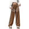 Hewlshawn Pantaloni da donna Gothic Y2k Cargo Baggy Jogger Pantaloni sportivi in cotone, stile vintage, con coulisse, marrone, s