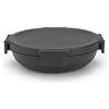 Brabantia - Make & Take Lunch Box Rotondo 1L - Design Piatto - Chiusura Ermetica - Coperchio Chiusura a Scatto - Adatto per Congelatore - Adatto per Lavastoviglie & nel Microonde - Dark Grey