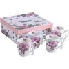 London Boutique Set di 4 tazze da tè e caffè in porcellana - Design Shabby Chic con uccelli, rose e farfalle in confezione regalo - 330 ml