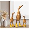 Rikmani - Figura di legno Anatra Stivali Giallo Fiorito - Fatto a mano in legno Decorazione Regalo Figurina 32 cm