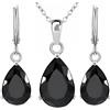 Crystalline Azuria Donna 18ct Placcato Oro Bianco Lacrima Parure Nero Cristalli di Zirconi Collana 45 cm Orecchini Pendenti