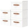 OUTBROS 5 Set Cestini Portaoggetti, 33x23x20cm Contenitori, Bianco | Scatole per Armadio in Tessuto con Coperchio Antipolvere, Cassettiera Salvaspazio Pieghevoli per Vestiti Camera da Letto
