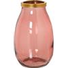 DRW Vaso video riciclato in rosa con filo dorato 18x28cm, bocca 9 cm